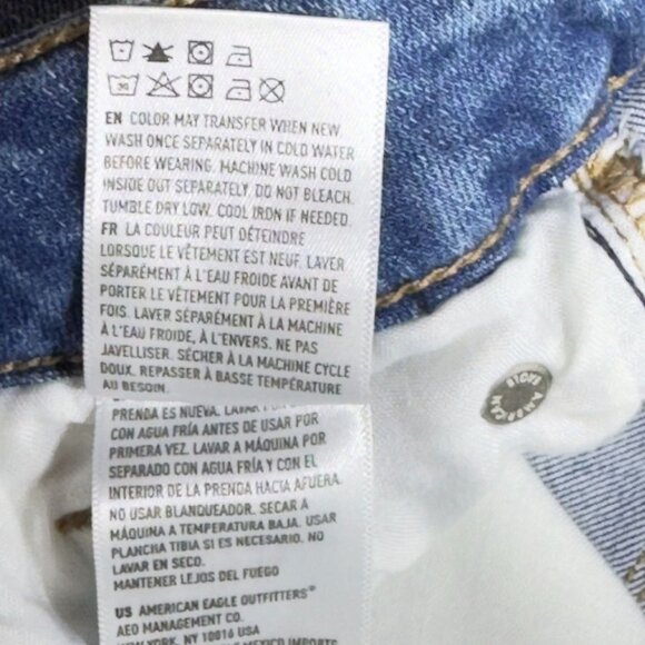 AMERICAN EAGLE Women's Distressed Cotton Denim Shorts Blue Stretch Size 0 - Picture 8 of 10